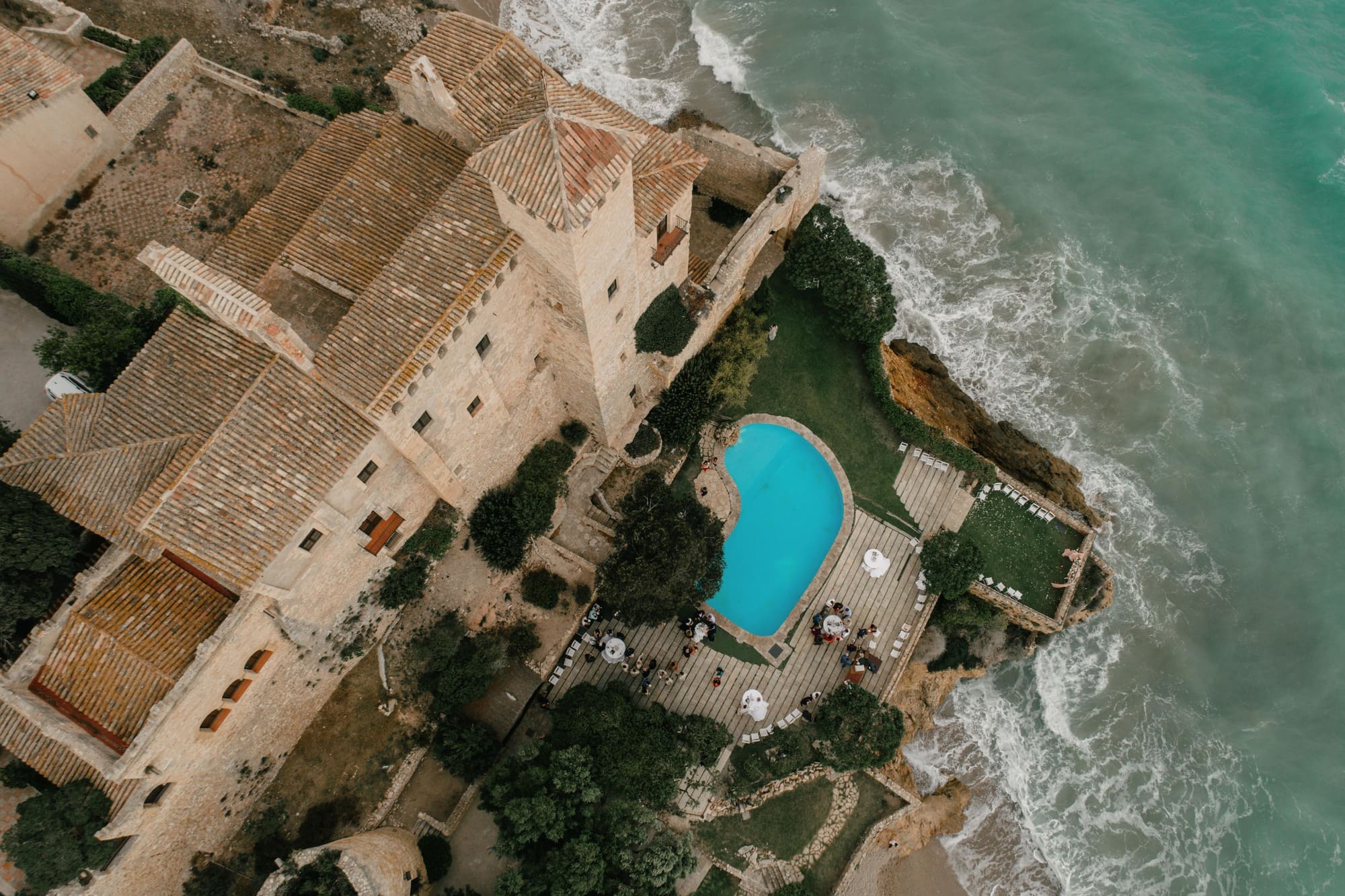 Clifftop pool above breaking waves